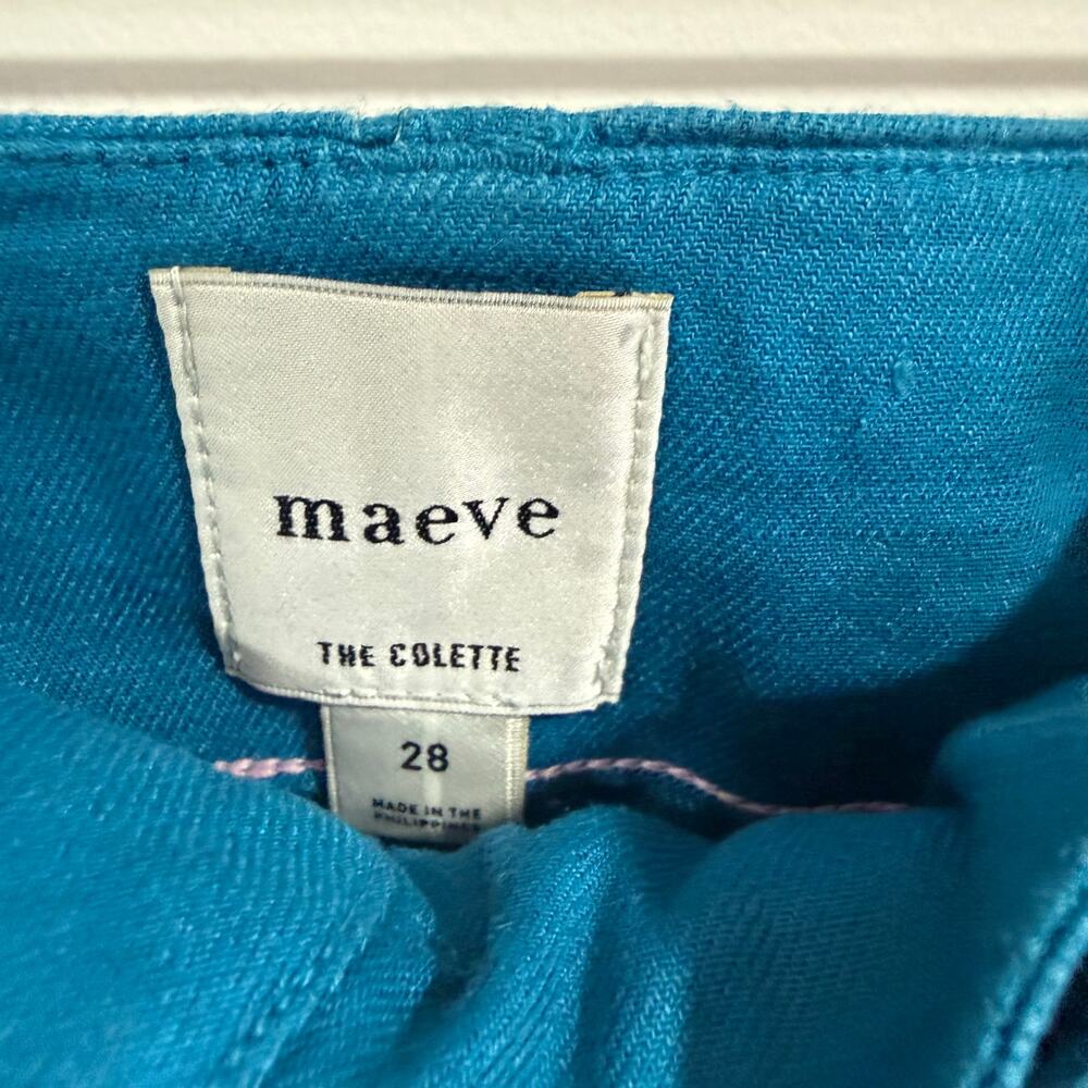 NEW NWT Anthropologie Maeve The Colette Linen Wide Leg Mosaic Blue Pants 28 - Picture 3 of 6